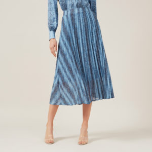 French Connection Blue Snake Pleat Skirt