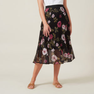 French Connection Floral Pleated Midi Skirt