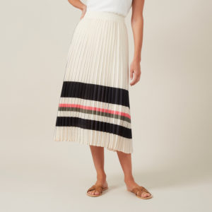 French Connection Stripe Pleated Midi Skirt