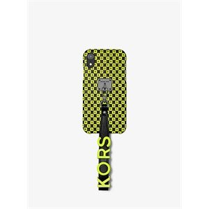 MICHAEL Michael Kors Neon Checkerboard Logo Leather Wristlet Case For Iphone Xr
