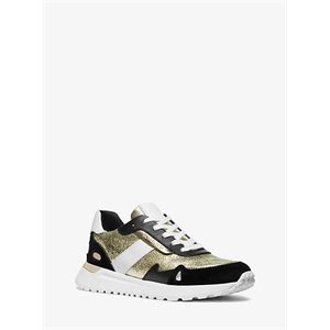 MICHAEL Michael Kors Monroe Metallic Leather And Suede Trainer