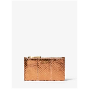 Michael Kors Collection Small Metallic Snakeskin Card Case
