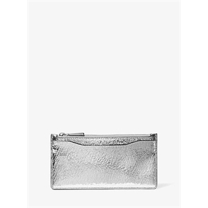 Michael Kors Collection Large Crackled Metallic Leather Card Case