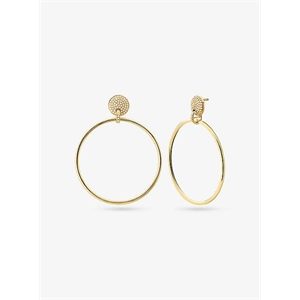 Michael Kors 14k Gold-Plated Sterling Silver Pave Hoop Drop Earrings