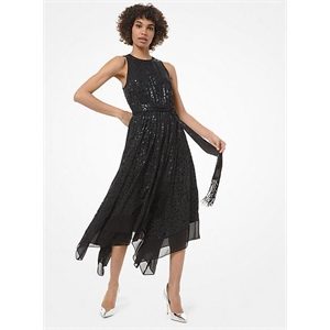 MICHAEL Michael Kors Leopard Belted Handkerchief Dress