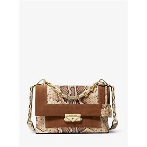 MICHAEL Michael Kors Cece Medium Python-Embossed Leather And Suede Shoulder Bag