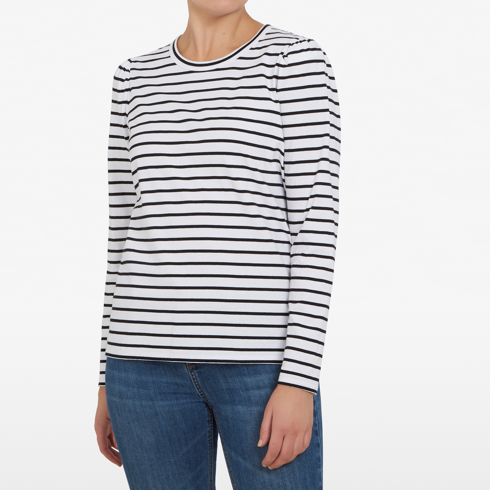 French Connection Stripe Puff Sleeve Tee