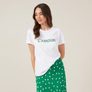 French Connection L'amour Beaded Tee