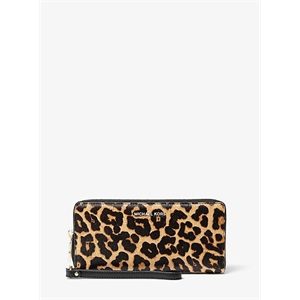 MICHAEL Michael Kors Leopard-Print Calf Hair Continental Wristlet