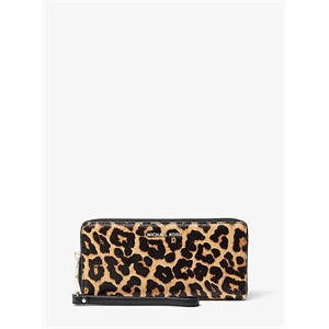 MICHAEL Michael Kors Leopard-Print Calf Hair Continental Wristlet