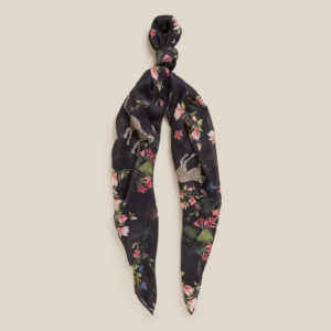 French Connection Cheetah Floral Scarf