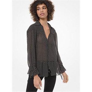MICHAEL Michael Kors Mini Dot Georgette Peasant Blouse