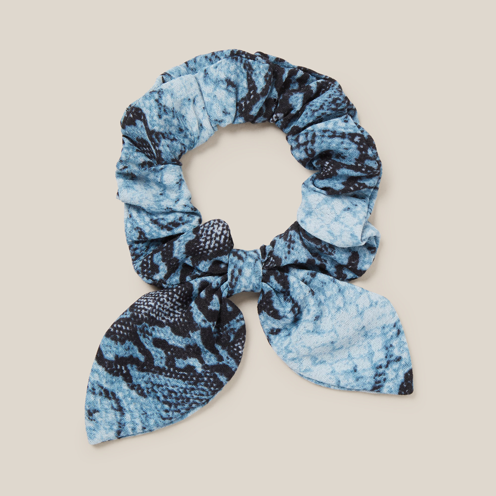 French Connection Blue Snake Hair Scrunchie