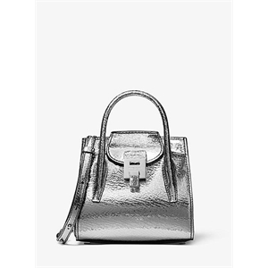 Michael Kors Collection Bancroft Mini Crackled Metallic Leather Satchel