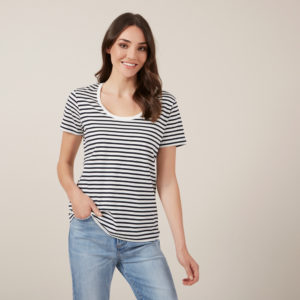French Connection Classic Stripe Scoop Neck Tee