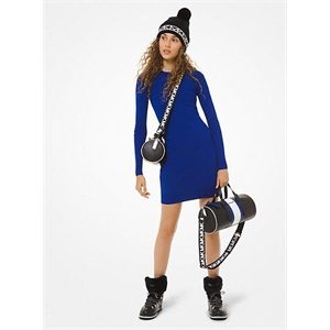 MICHAEL Michael Kors Logo-Trim Stretch-Viscose Long-Sleeve Dress