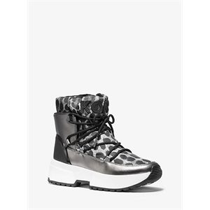 MICHAEL Michael Kors Cassia Cheetah-Print Nylon And Mirror-Metallic Boot