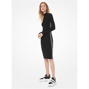 MICHAEL Michael Kors Logo Tape Ribbed Knit Zip Dress