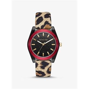 Michael Kors Channing Leopard-Print Leather Watch