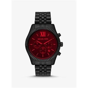 Michael Kors Lexington Black-Tone And Red Crystal Watch