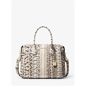 MICHAEL Michael Kors Mercer Medium Snakeskin Belted Satchel
