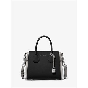 MICHAEL Michael Kors Mercer Small Tri-Tone Pebbled Leather Belted Satchel