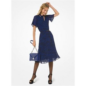 MICHAEL Michael Kors Tiger Georgette Tie-Neck Dress