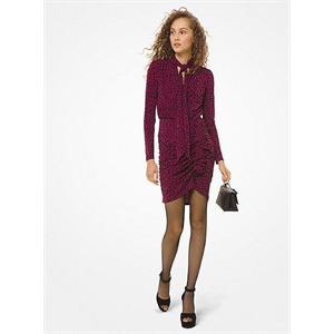 MICHAEL Michael Kors Leopard Elevated Viscose Matte-Jersey Tie-Neck Dress