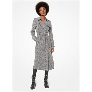 MICHAEL Michael Kors Leopard Cady Draped Trench Coat