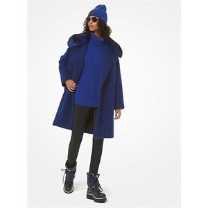 MICHAEL Michael Kors Faux-Fur Collar Boucle Coat