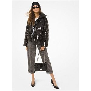 MICHAEL Michael Kors Sequined Cire Puffer Jacket