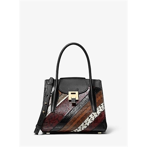 Michael Kors Bancroft Medium Patchwork Snakeskin And Leather Satchel