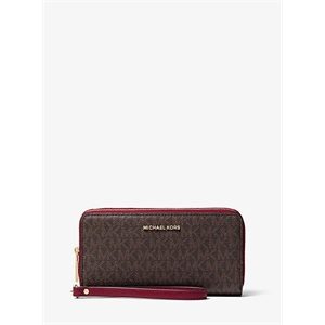 MICHAEL Michael Kors Jet Set Logo And Leather Double-Zip Continental Wristlet