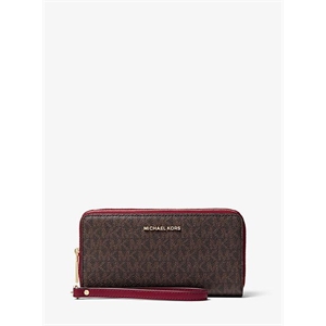 MICHAEL Michael Kors Jet Set Logo And Leather Double-Zip Continental Wristlet