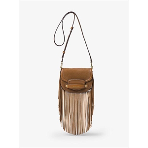 MICHAEL Michael Kors Cary Small Fringed Suede Saddle Bag