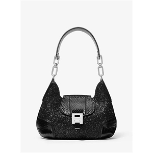 Michael Kors Bancroft Medium Glitter And Snakeskin Shoulder Bag