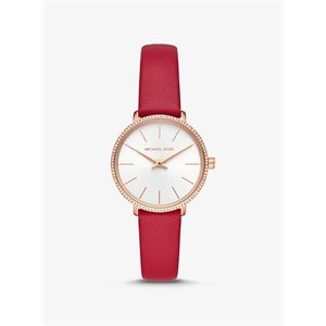 Michael Kors Mini Pyper Rose Gold-Tone And Leather Watch