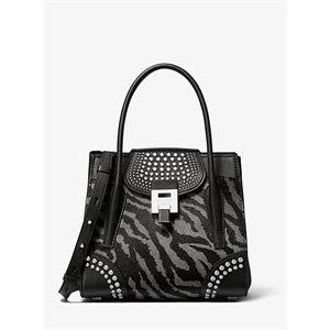 Michael Kors Bancroft Medium Tiger Calf Hair And Studded Leather Satchel
