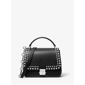 Michael Kors Collection Mia Small Studded Calf Leather Shoulder Satchel