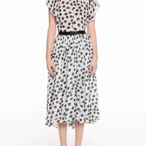 Veronika Maine Abstract Spot Midi Skirt Ivory
