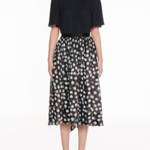 Veronika Maine Abstract Spot Midi Skirt Black