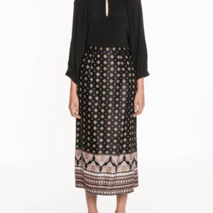 Veronika Maine Border Paisley Skirt Black