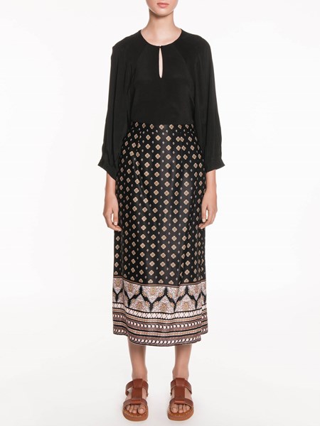Veronika Maine Border Paisley Skirt Black