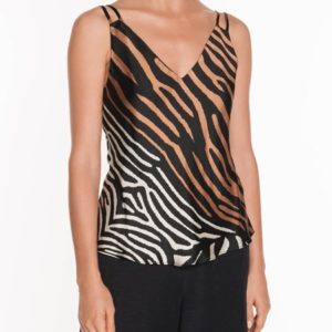 Veronika Maine Ladies Border Zebra Cami Black