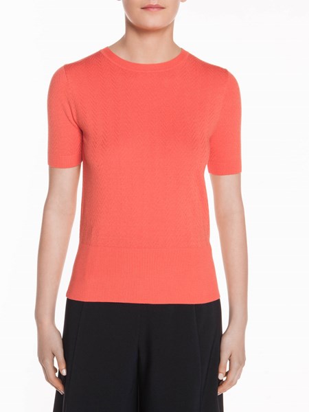 Veronika Maine Ladies Chevron Stitch Knit Coral