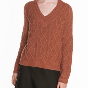 Veronika Maine Ladies Chunky Rib & Cable Sweater Nutmeg