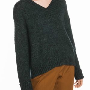 Veronika Maine Ladies Chunky V Neck Sweater Forest