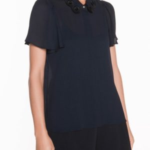 Veronika Maine Ladies Crinkle Georgette Scallop Blouse