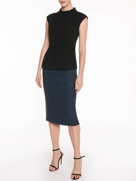 Veronika Maine Check Weave Pencil Skirt Ink