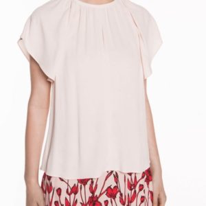Veronika Maine Ladies Crepe Fluted Sleeve Top Pink Shell